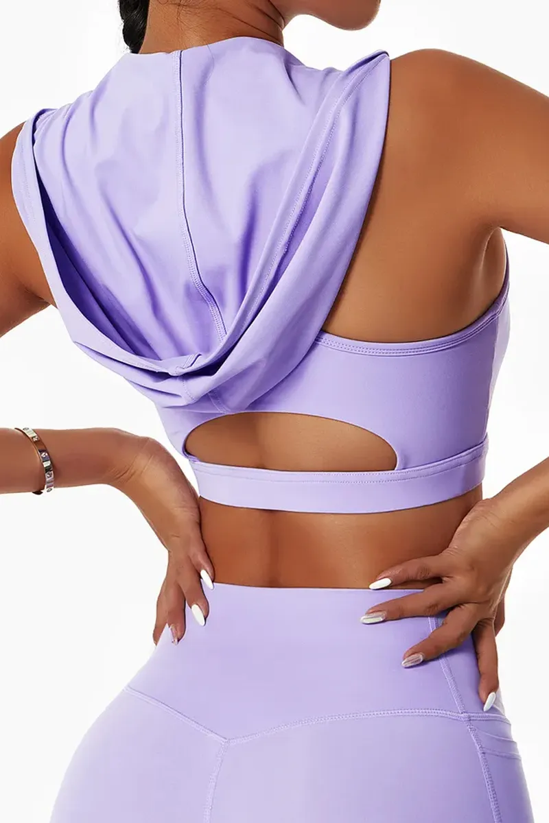 Crop Top Hoodie Sleeveless Purple – L Crop Top Hoodie Sleeveless Purple - L Topper