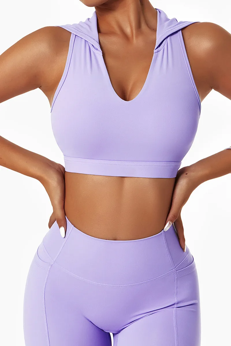 Crop Top Hoodie Sleeveless Purple - M Topper