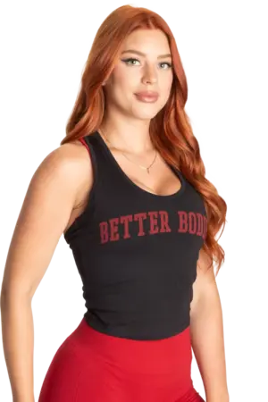 Better Bodies Crop T-Back - Black/Red S Topper