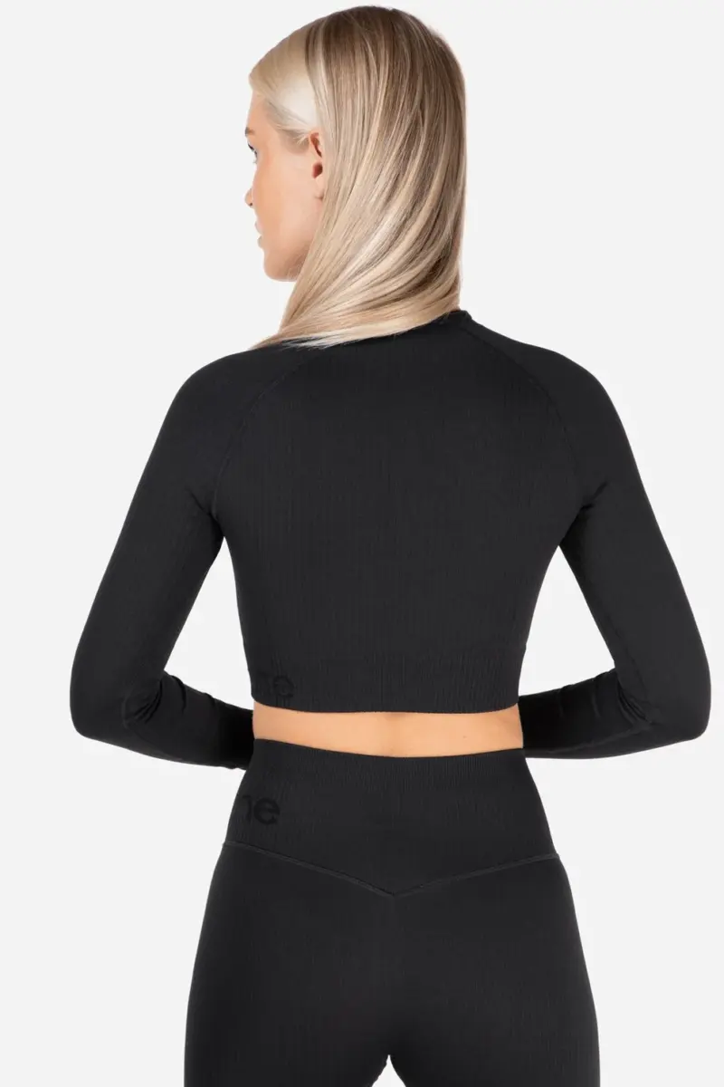 Famme Rib Cropped LS Grå - S Topper