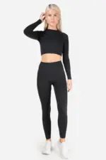 Famme Rib Cropped LS Grå - S Topper