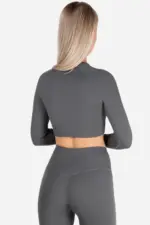 Famme Rib Cropped LS Grå - S Topper
