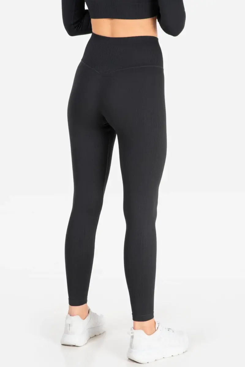 Famme Rib Leggings Grå - S Tights / Leggings