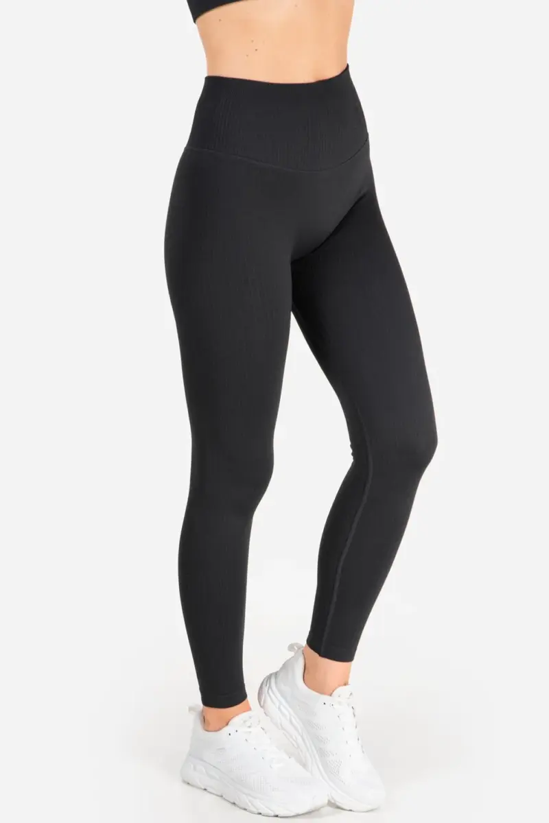 Famme Rib Leggings Grå - S Tights / Leggings