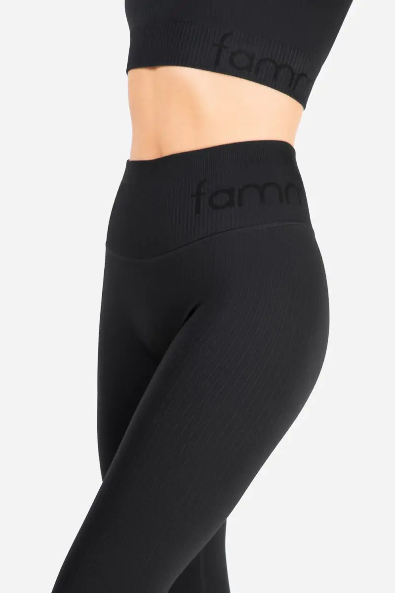 Famme Rib Leggings Grå - S Tights / Leggings