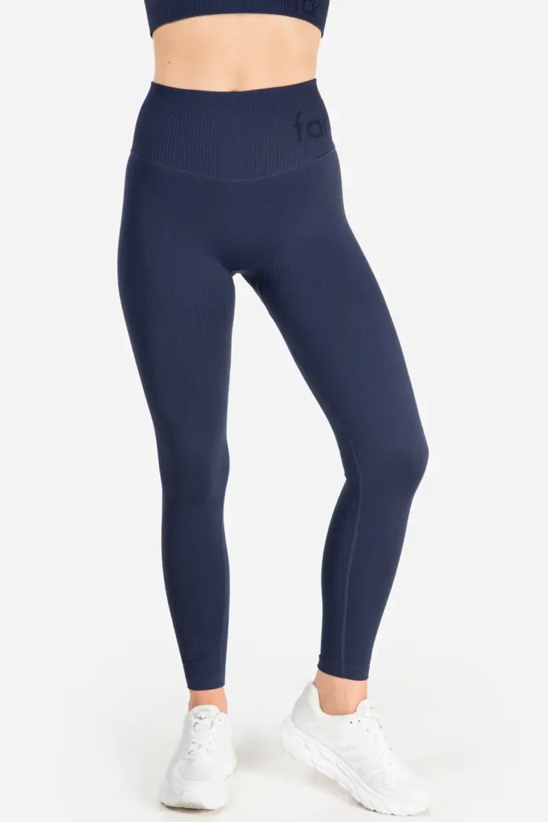 Famme Rib Leggings Grå - S Tights / Leggings