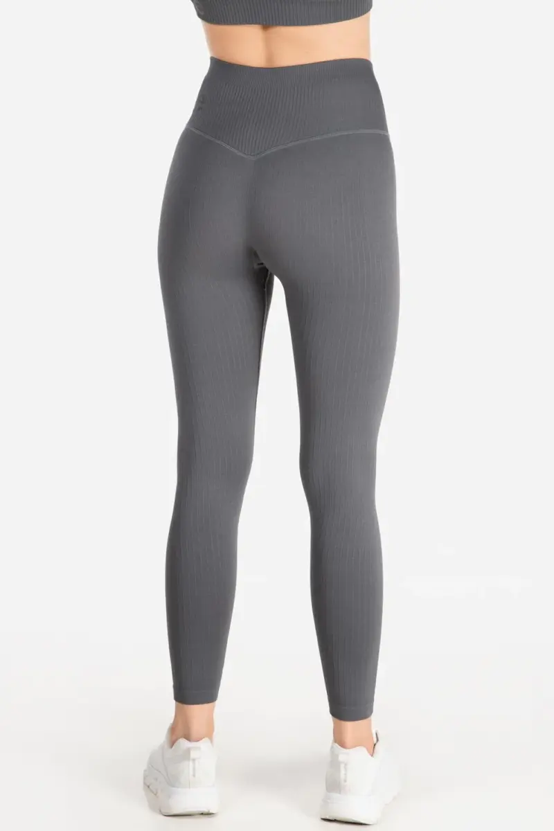 Famme Rib Leggings Grå - S Tights / Leggings