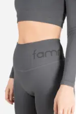 Famme Rib Leggings Grå - S Tights / Leggings