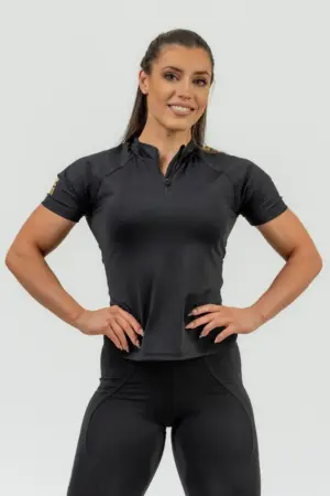 Women's Compression Zipper Shirt INTENSE Ultimate - Black/Gold XS T-skjorter