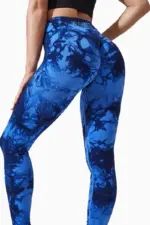 Sporty Tie Dye High-Waist Tights Blue - S Tights / Leggings