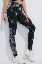 Sporty Tie Dye High-Waist Tights Black - L Tights / Leggings
