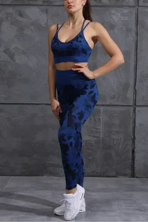 Sporty Camo Scrunch Leggings Dark Blue - S Tights / Leggings