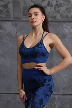 Sporty Camo Sports Bra Dark Blue - L Sports-BH