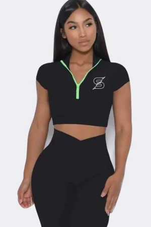 Sporty Classic Short Sleeve Half Zip Black - L Topper